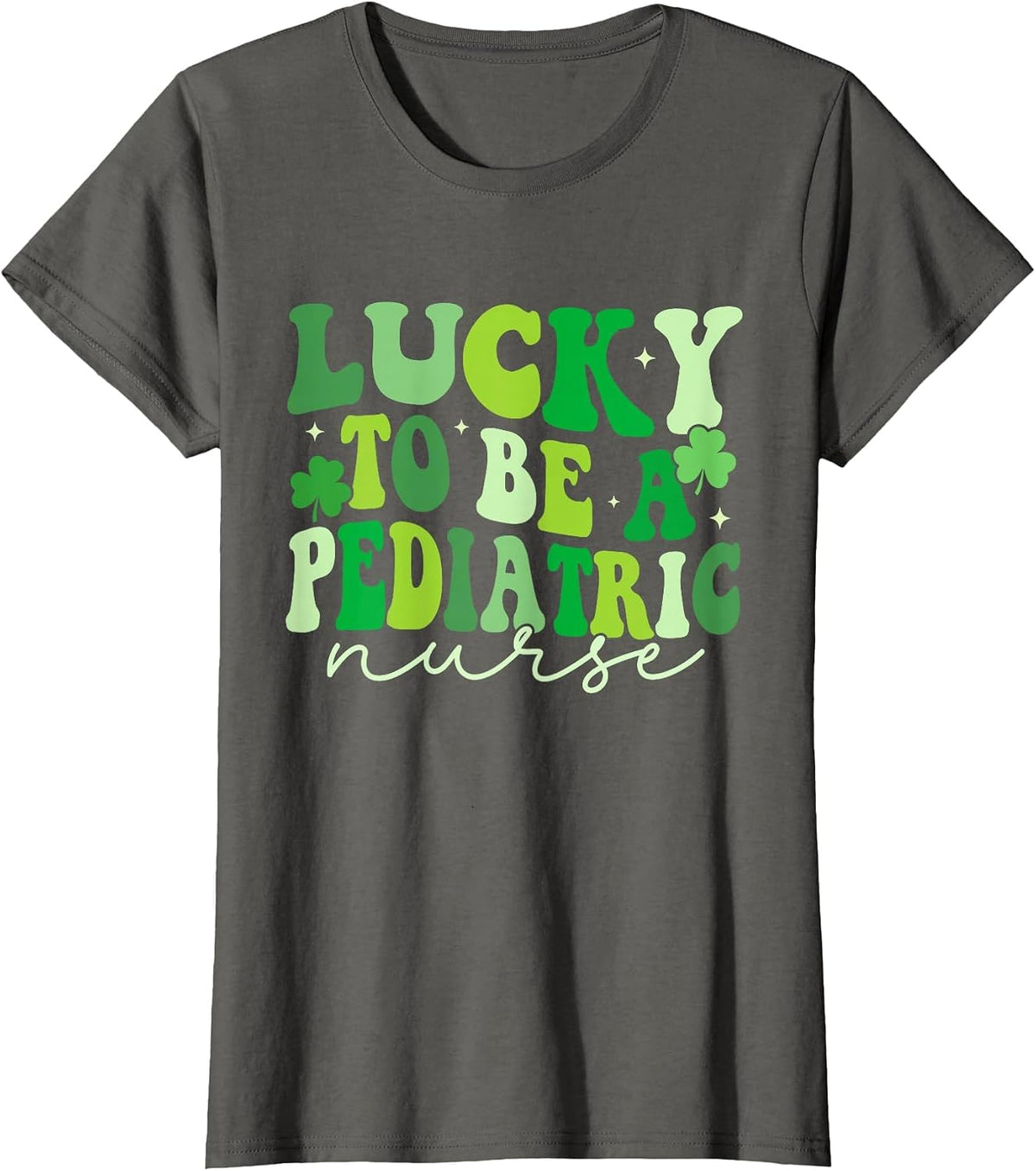 Lucky to Be A Pediatric Nurse St Patrick's Day PEDS Nurse T-Shirt - Asphalt Grey