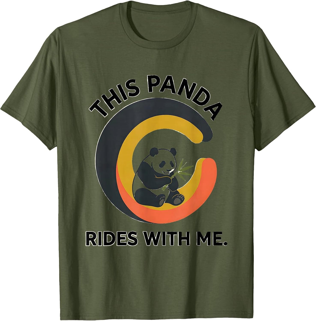 This Panda Rides With Me Cute Kawaii Panda Lover Gift T-Shirt - Olive Green