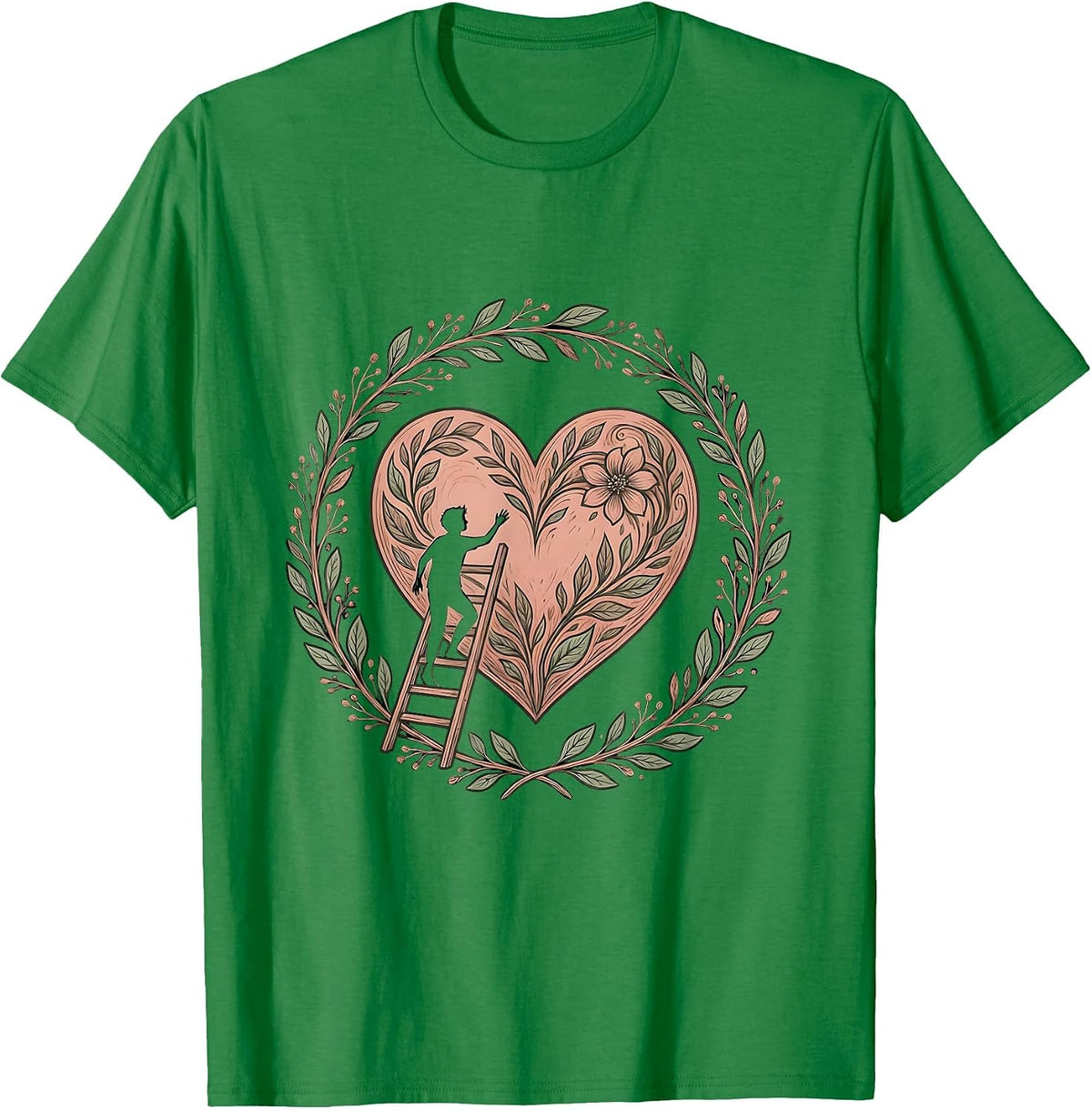 Men's I Love Me Ladder Climbing Heart Graphic T-Shirt - Kelly Green