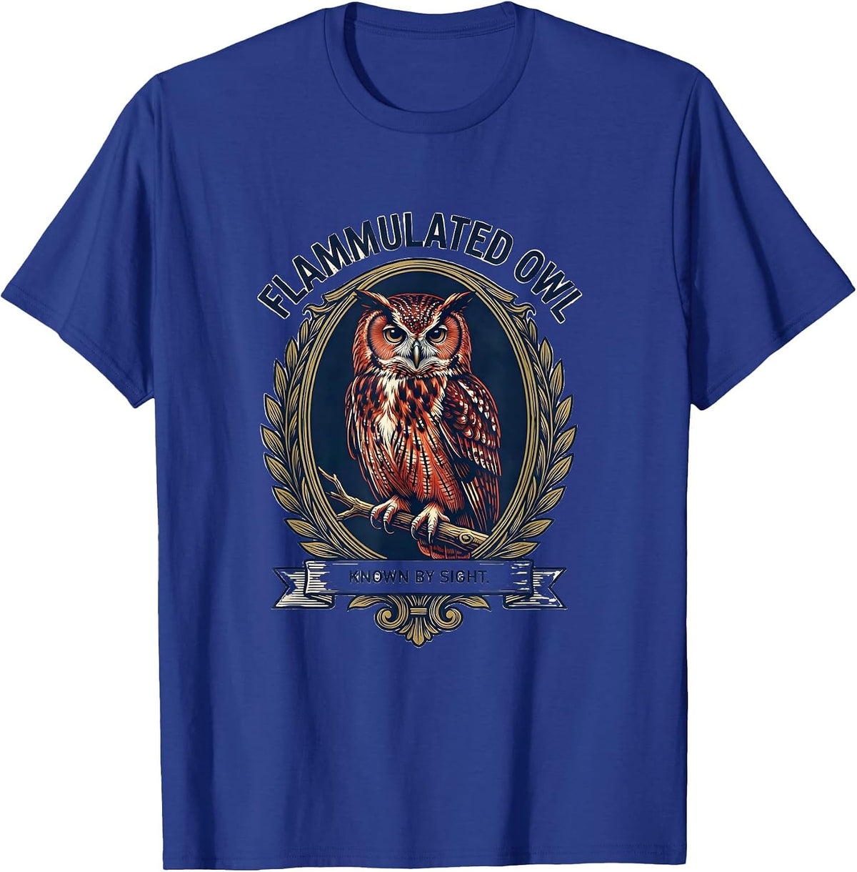 Men's Flammulated Owl Known By Sight Retro Owl Lover Humor T-Shirt - Royal Blue