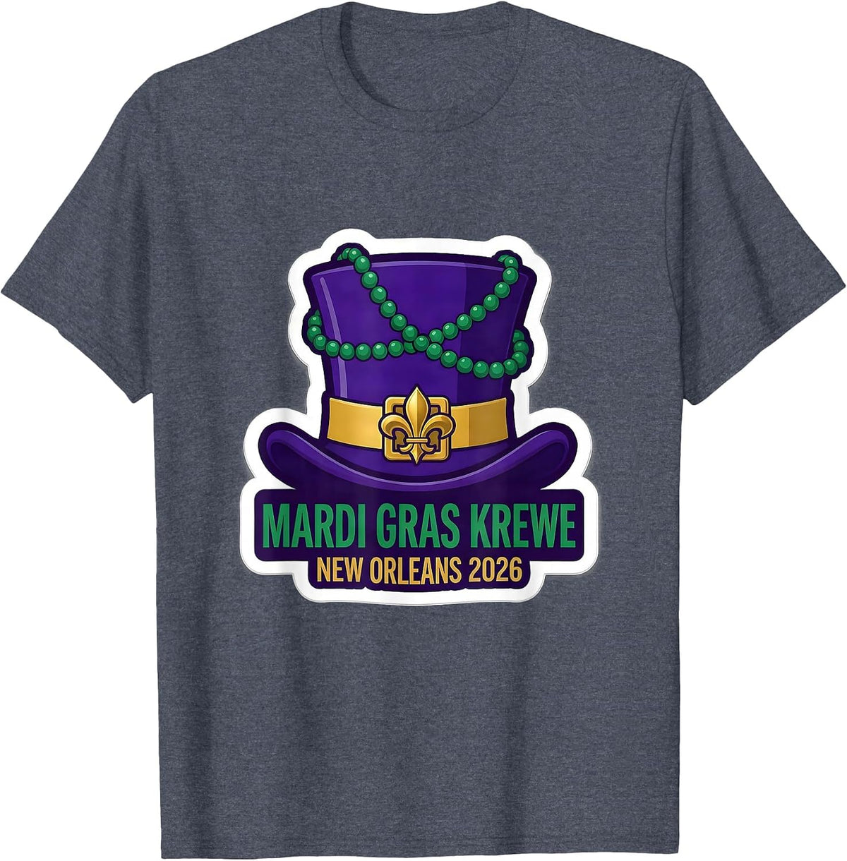 Mardi Gras Krewe New Orleans 2026 Carnival Party Souvenir T-Shirt - Heather Blue