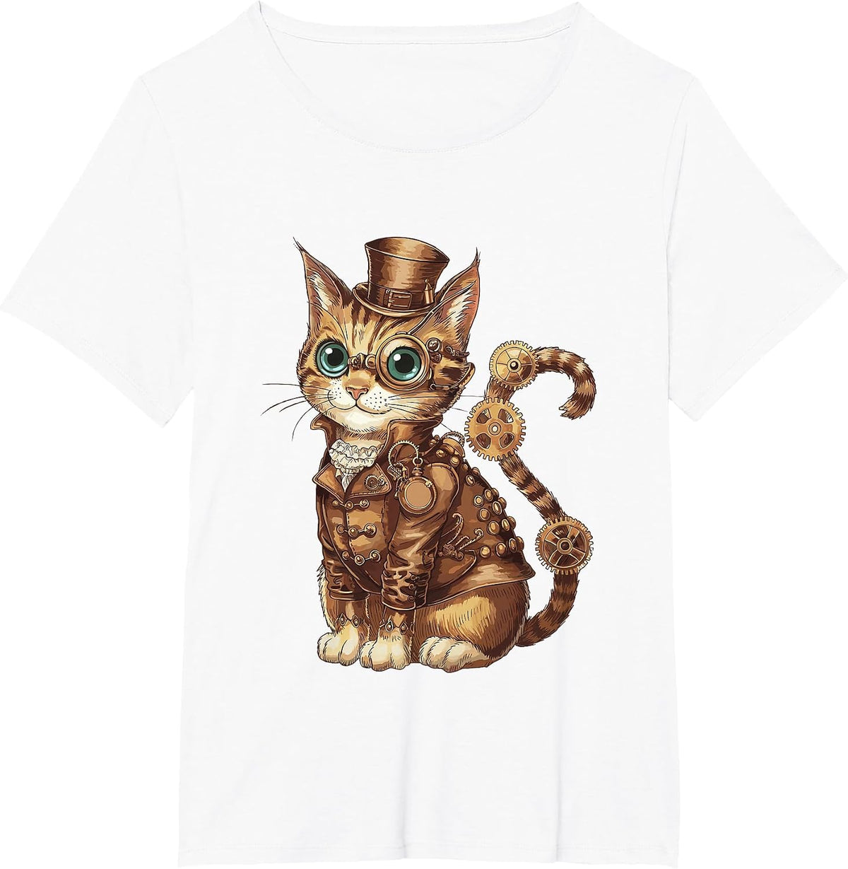 Steampunk Cat Steampunk Art Cat Lover T-Shirt - White