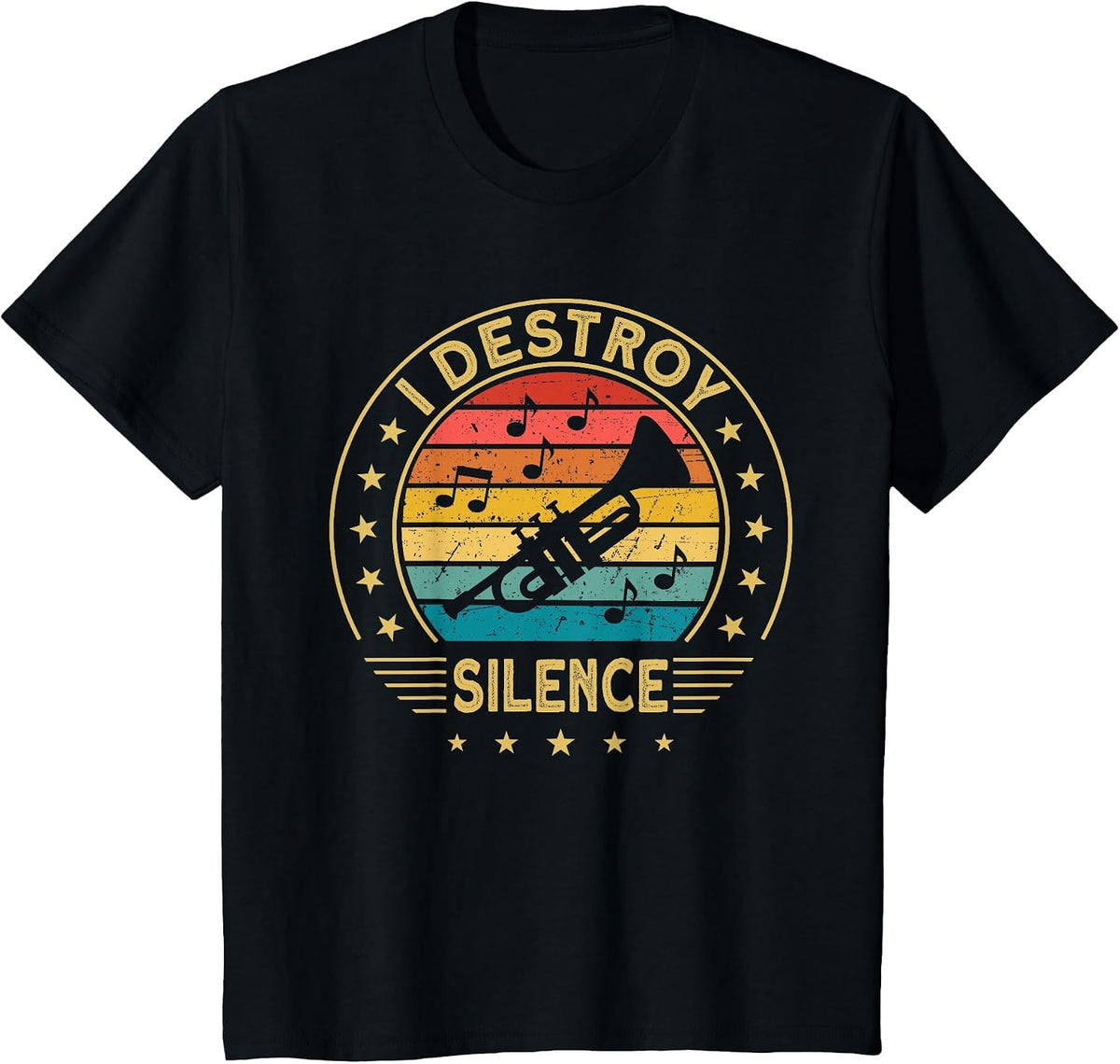 Trumpeter Trumpet Musician I Destroy Silence T-Shirt - Black