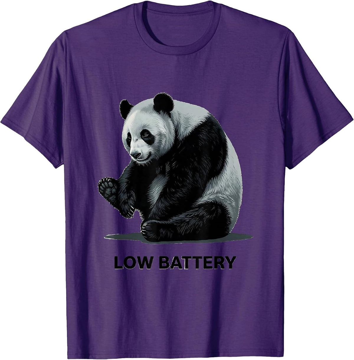 Men's Low Battery Funny Panda Bear Animal Lover Humor T-Shirt - Purple