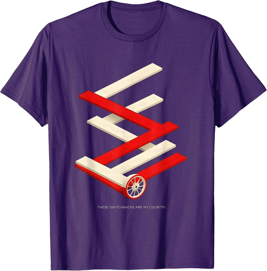 Men's These Switchbacks Are My Country Geometric Motorcycle Rider T-Shirt - Purple