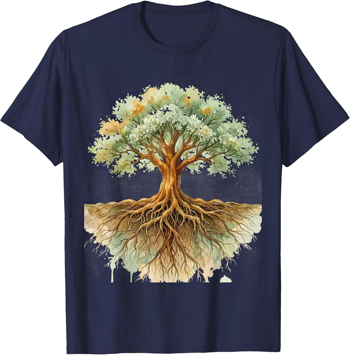 Men's Roots and Canopy Mirrored Tree Graphic T-Shirt - Navy Blue