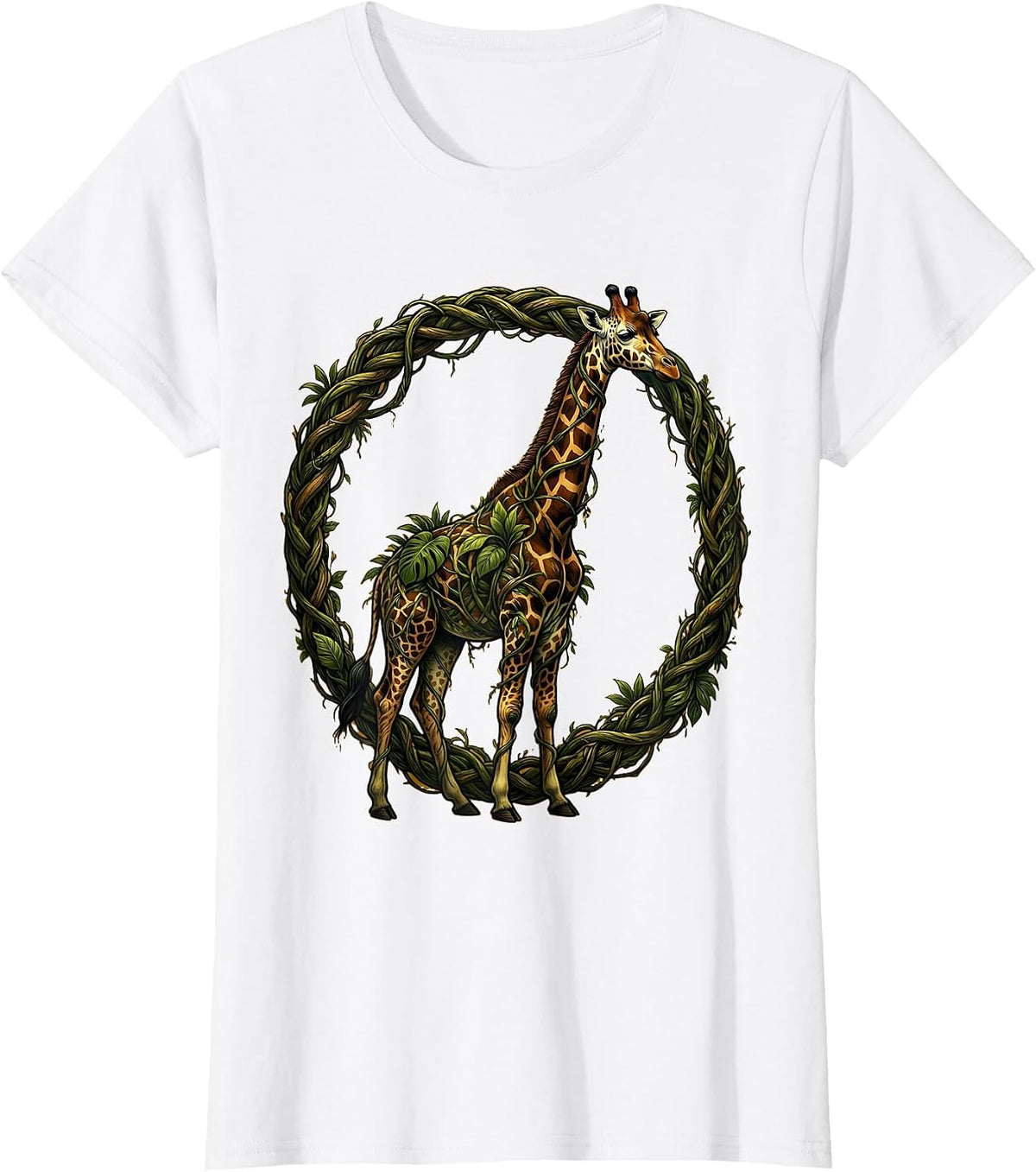 Giraffe Made of Jungle Vines Graphic Tee T-Shirt - White