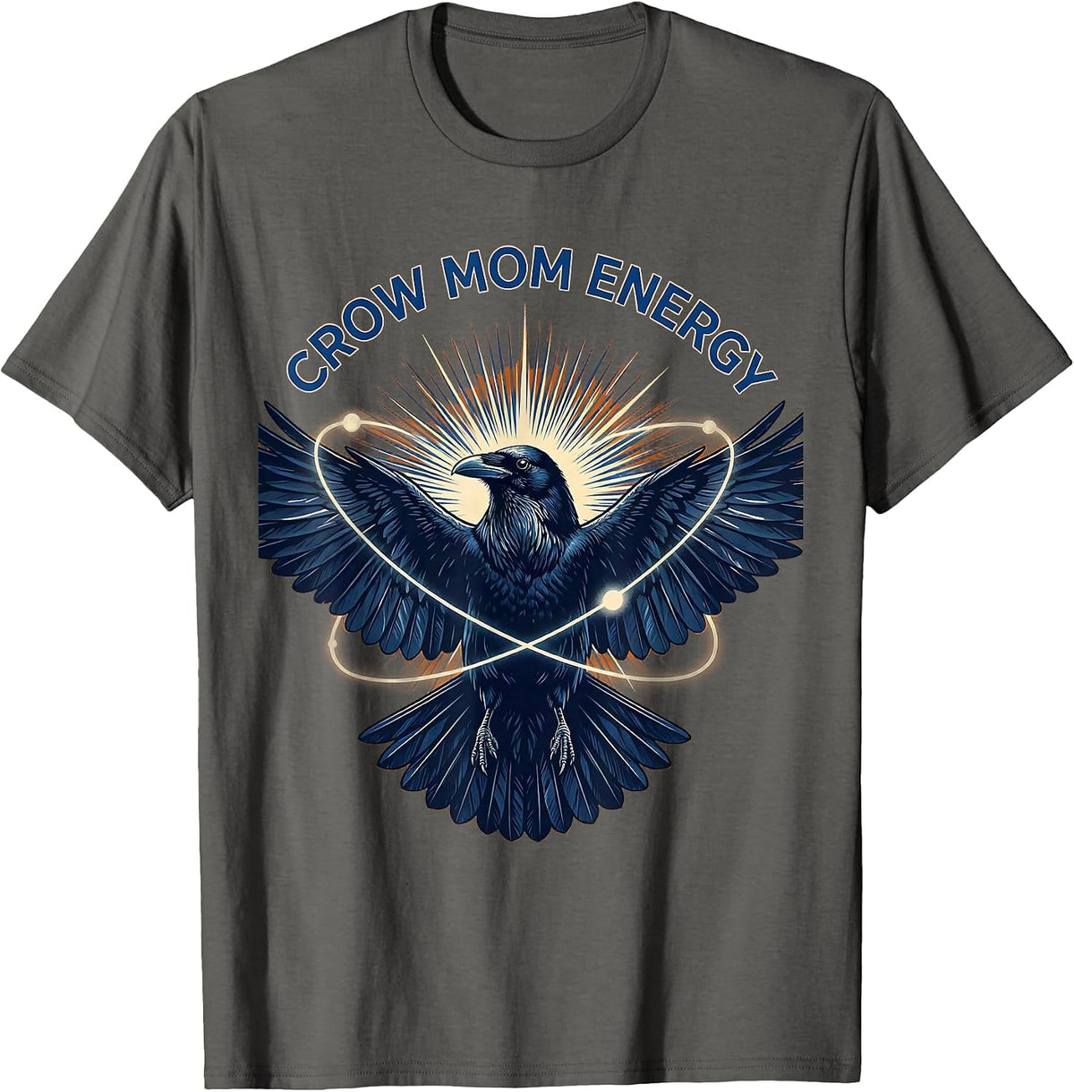 Crow Mom Energy Bold Crow Lover Design T-Shirt - Asphalt Grey