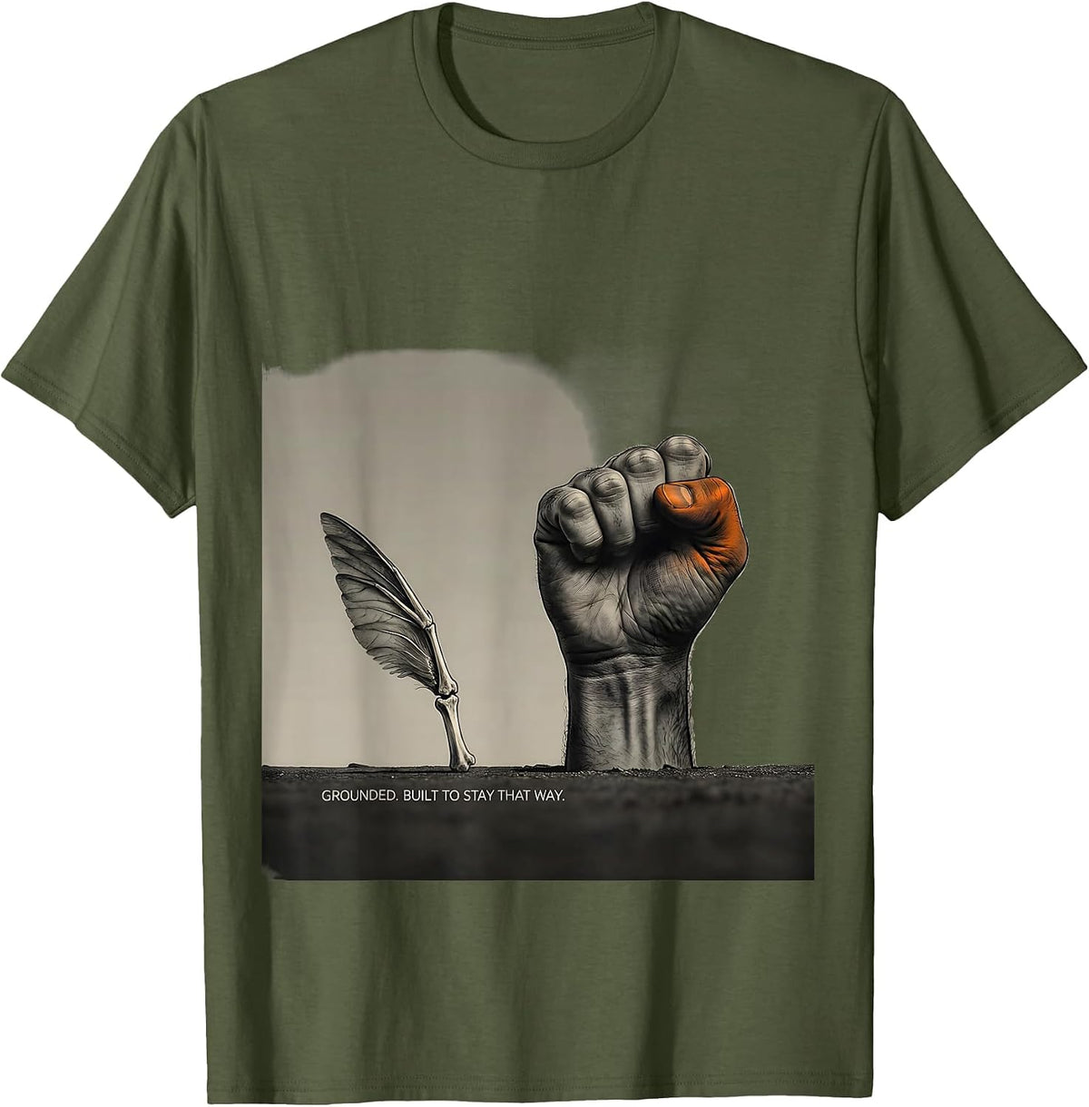 Men's Grounded. Built To Stay That Way. Funny Penguin Martial Arts T-Shirt - Olive Green