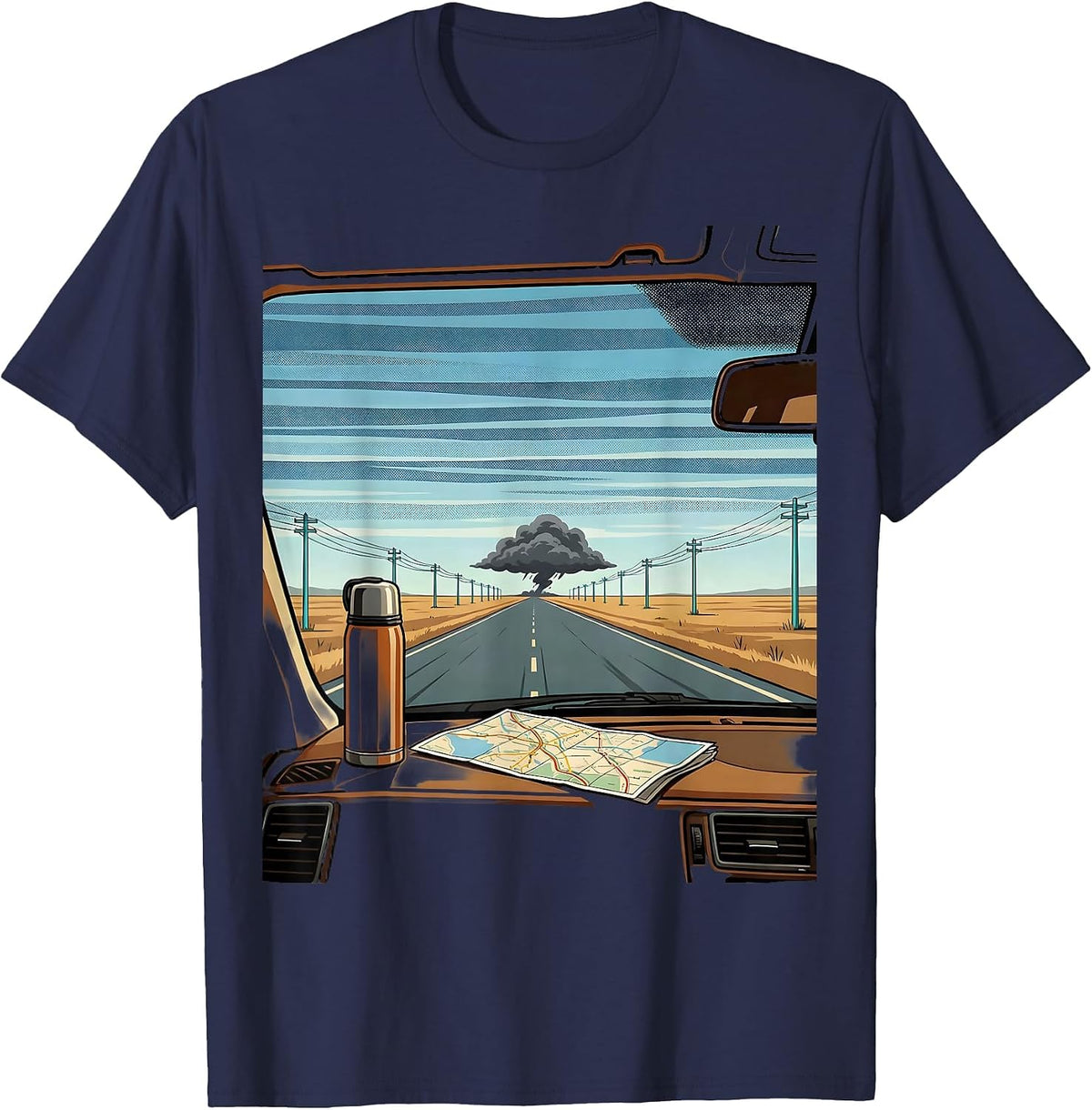 Men's Storm Chaser Wide Plains Tornado Chaser Meteorology T-Shirt - Navy Blue