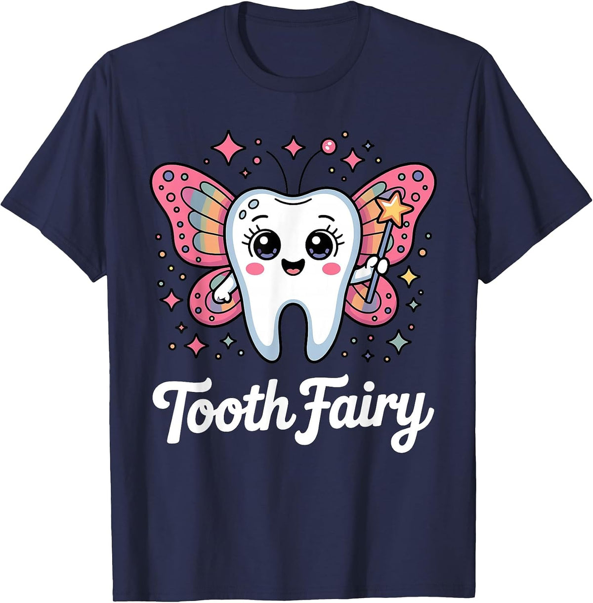 Funny Tooth Fairy Design for Men Women Kids Teeth Toothfairy T-Shirt - Navy Blue