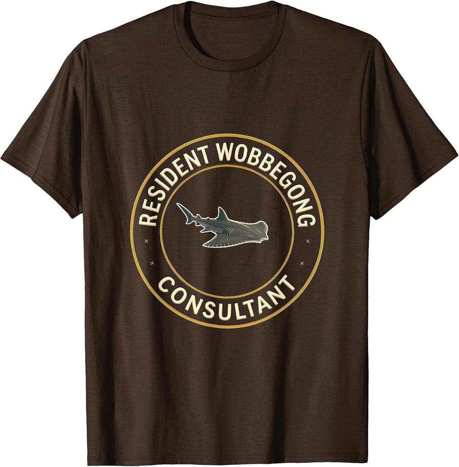 Resident Wobbegong Consultant Funny Shark Lover Ocean T-Shirt - Brown