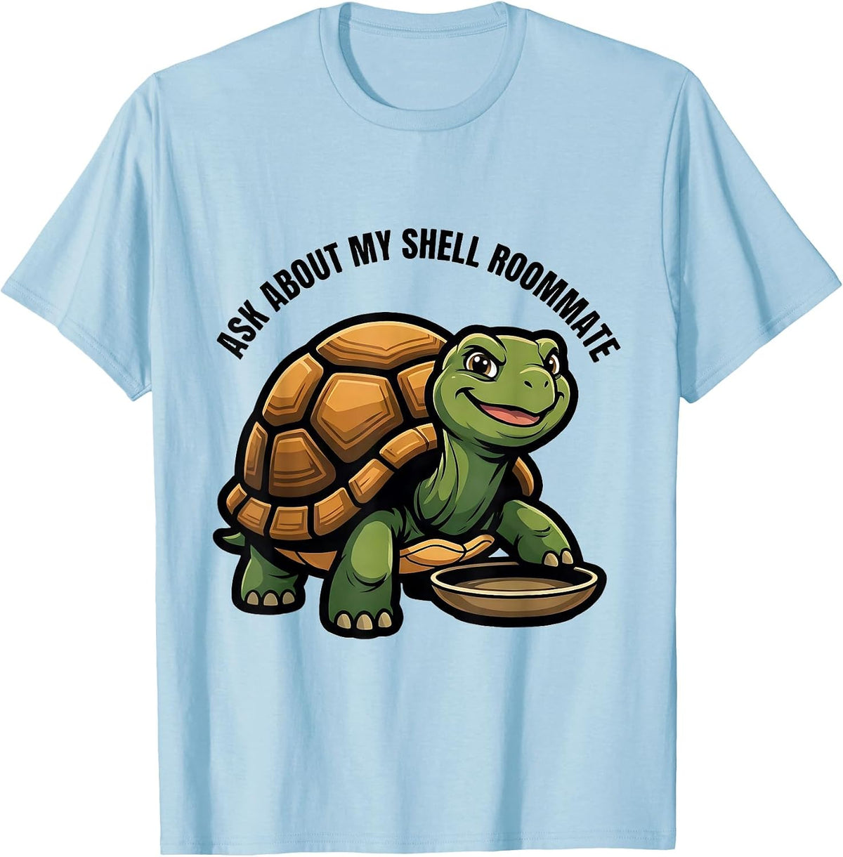 Men's Ask About My Shell Roommate Funny Turtle Lover Mascot Logo T-Shirt - Baby Blue