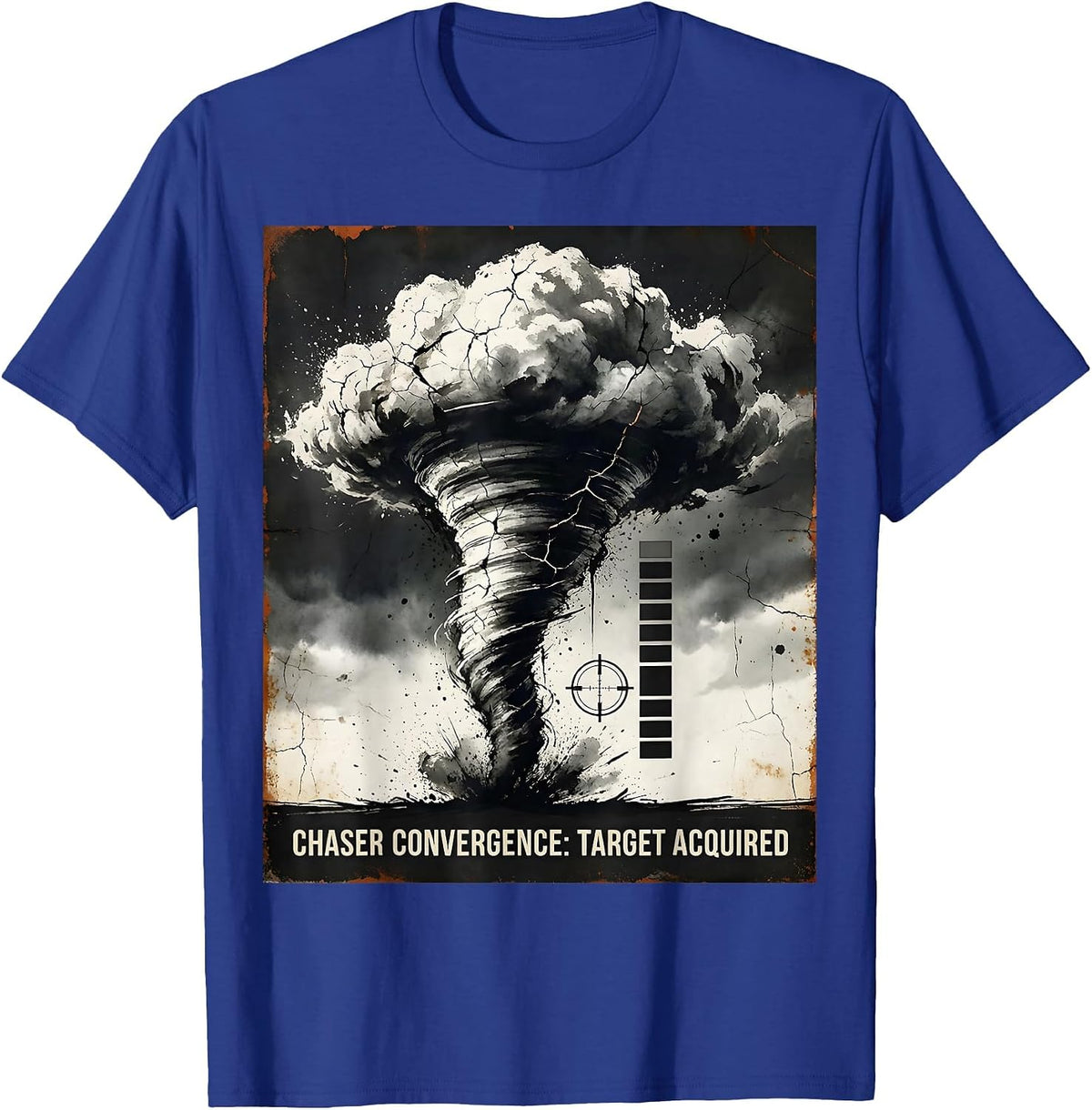 Chaser Convergence: Target Acquired Distressed Storm Chaser T-Shirt - Royal Blue