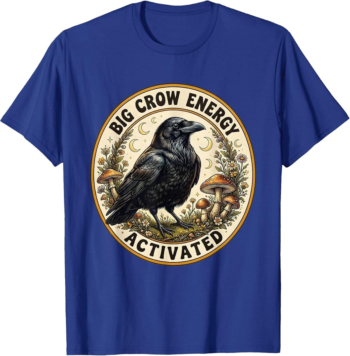 Men's Big Crow Energy Activated Crow Lover Design T-Shirt - Royal Blue