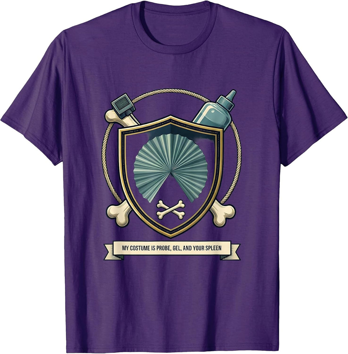 Men's My Costume Is Probe, Gel, And Your Spleen Sonographer T-Shirt - Purple