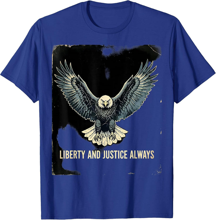 Liberty and Justice Always Patriotic Design T-Shirt - Royal Blue