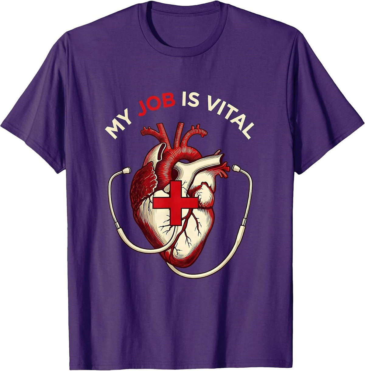 Men's My Job Is Vital Proud Nurse Graphic Design T-Shirt - Purple