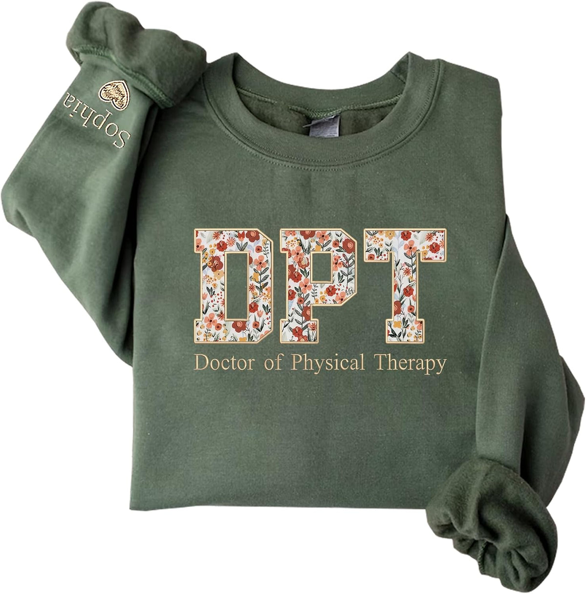 Custom Name & Job Title Sweatshirt, Embroidered Gift for Teachers, Nurses, OT, Realtor, Wellness Workers - Doctor of