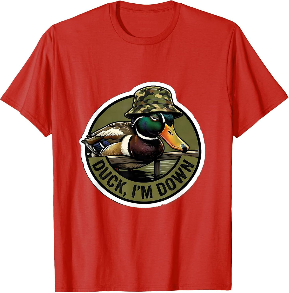 Men's Duck, I'm Down Funny Duck Hunting Camo Outdoor Gift T-Shirt - Red