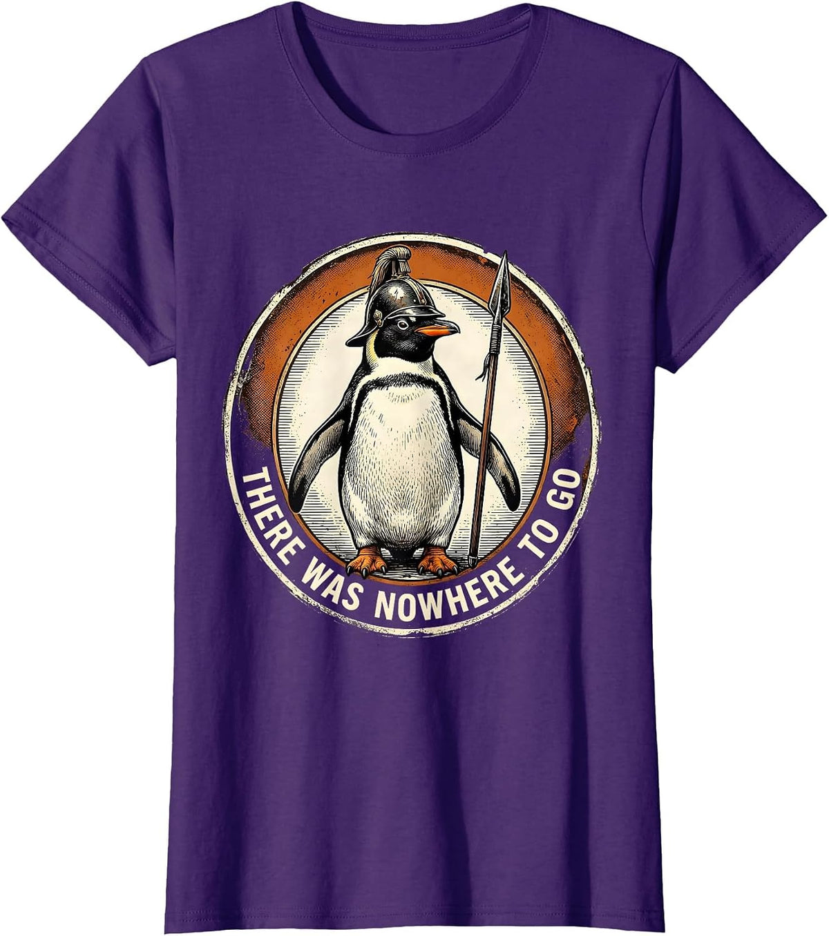 Women's There Was Nowhere To Go Vintage Funny Penguin Martial Arts T-Shirt - Purple