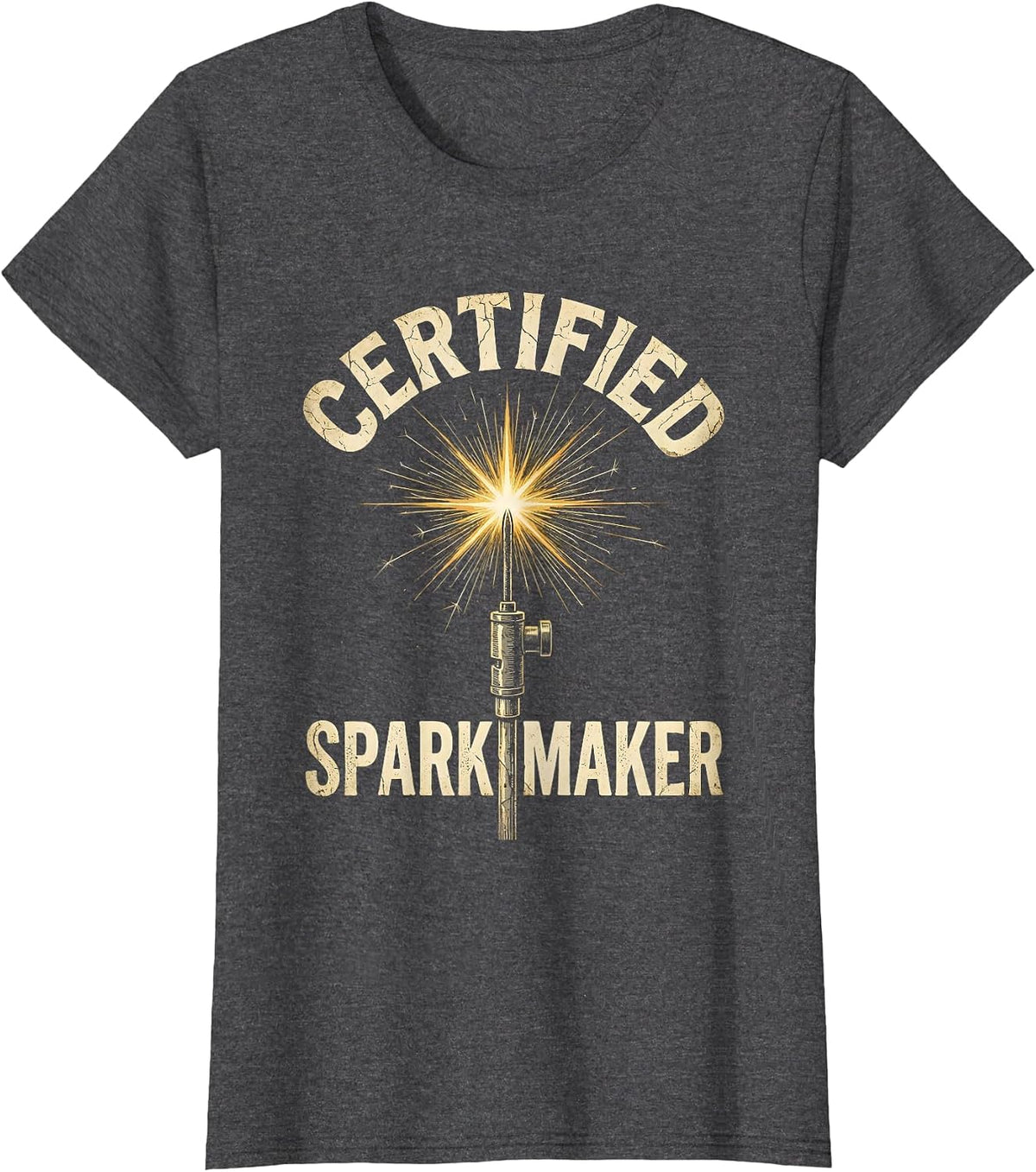 Women's Certified Spark Maker Welder Graphic Design T-Shirt - Dark Heather Grey