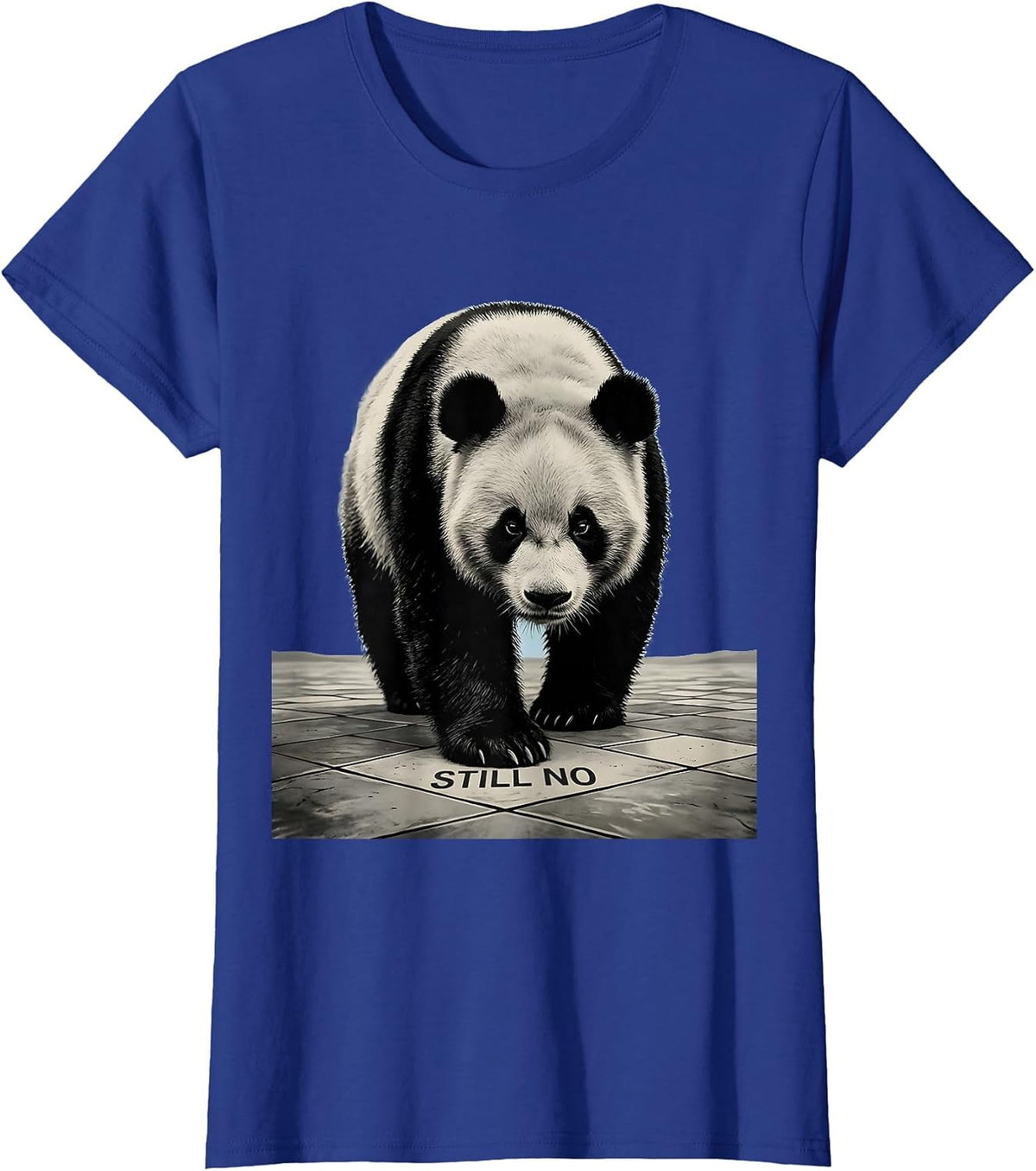 Women's Still No Minimalist Panda Bear Animal Humor Novelty T-Shirt - Royal Blue