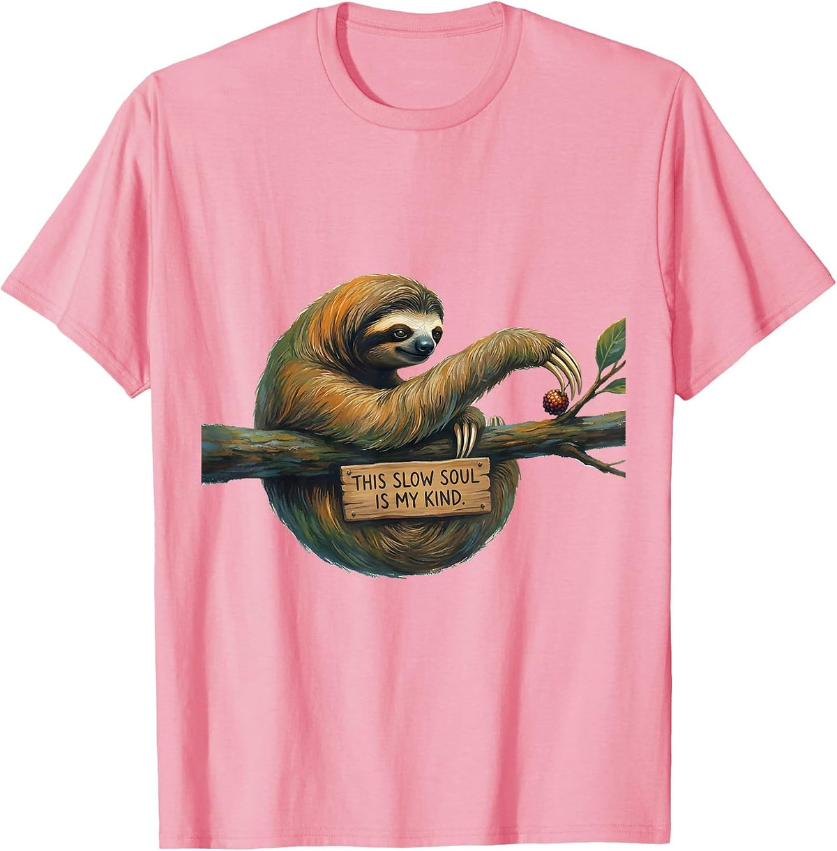 Men's This Slow Soul Is My Kind Funny Sloth Lover Novelty Gift T-Shirt - Pink