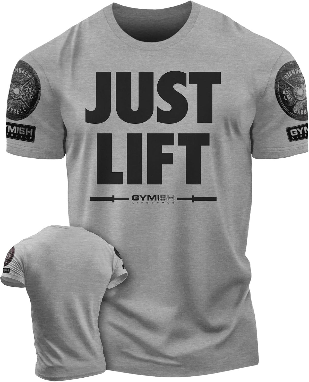Just Lift Mens Bodybuilding T-Shirts Graphic Tees Short Sleeve Workout Shirt - 2. Just Lift Grey Branded