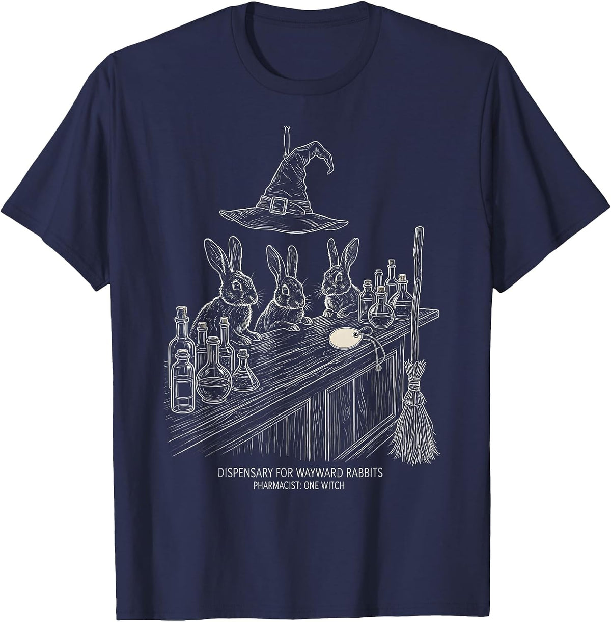 Dispensary For Wayward Rabbits — Pharmacist: One Witch T-Shirt - Navy Blue