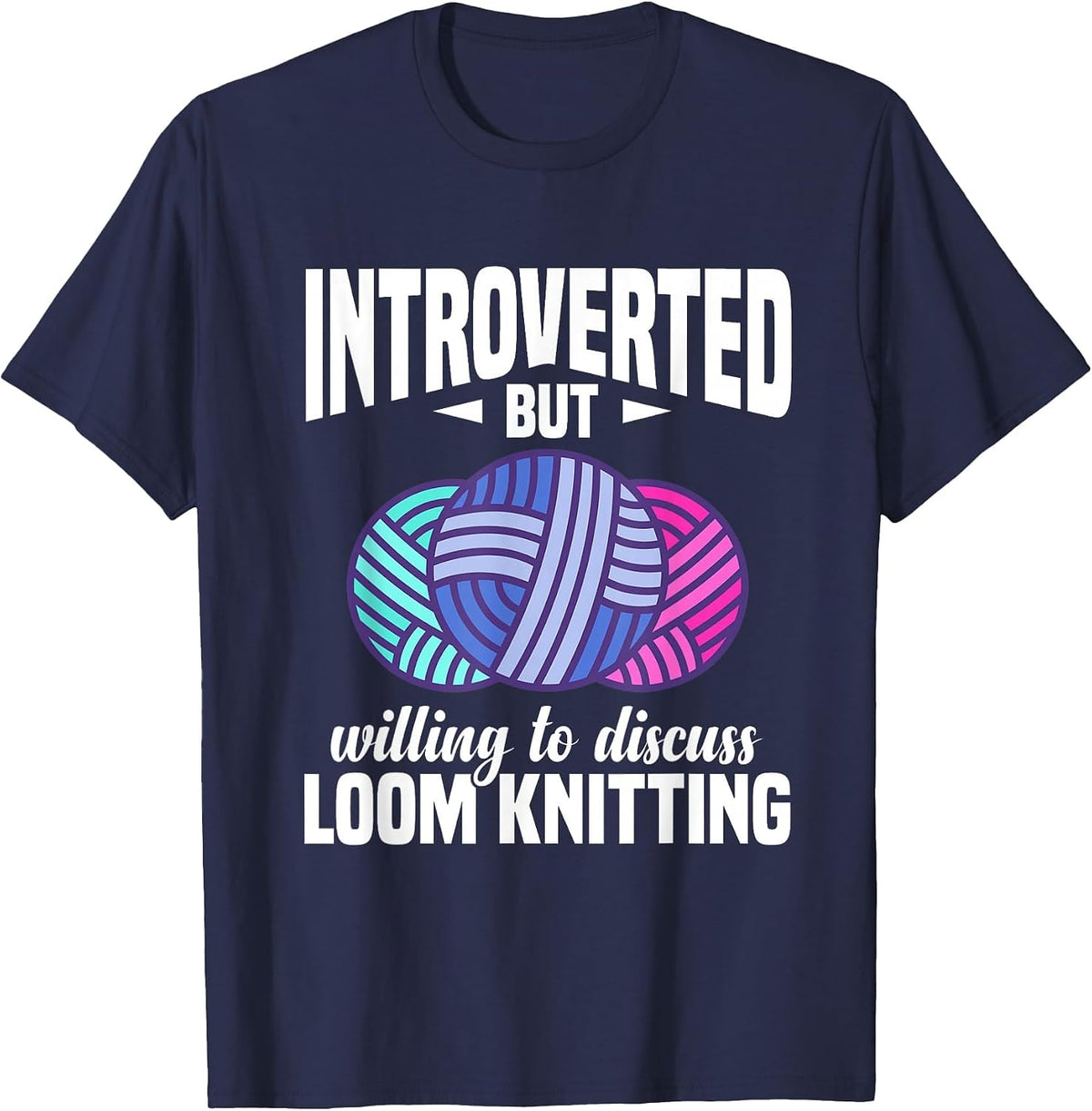 Yarn Collecting Loom Knitting Machine Loom Knitter T-Shirt - Navy Blue