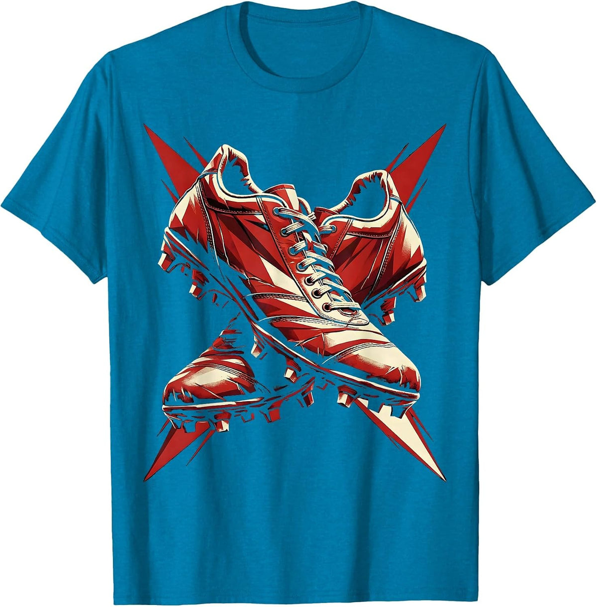 Weathered Rugby Boots Crossed Illustration T-Shirt - Sapphire Blue
