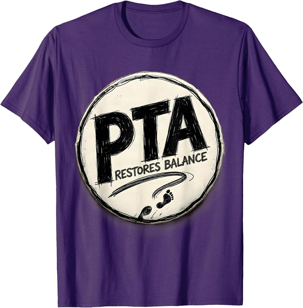 Men's PTA Restores Balance Hand-Sketched Physical Therapy T-Shirt - Purple