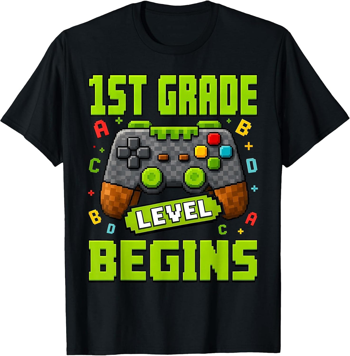 Gamer 1st Garde Back to School First Day of First Grade Boys T-Shirt - Black