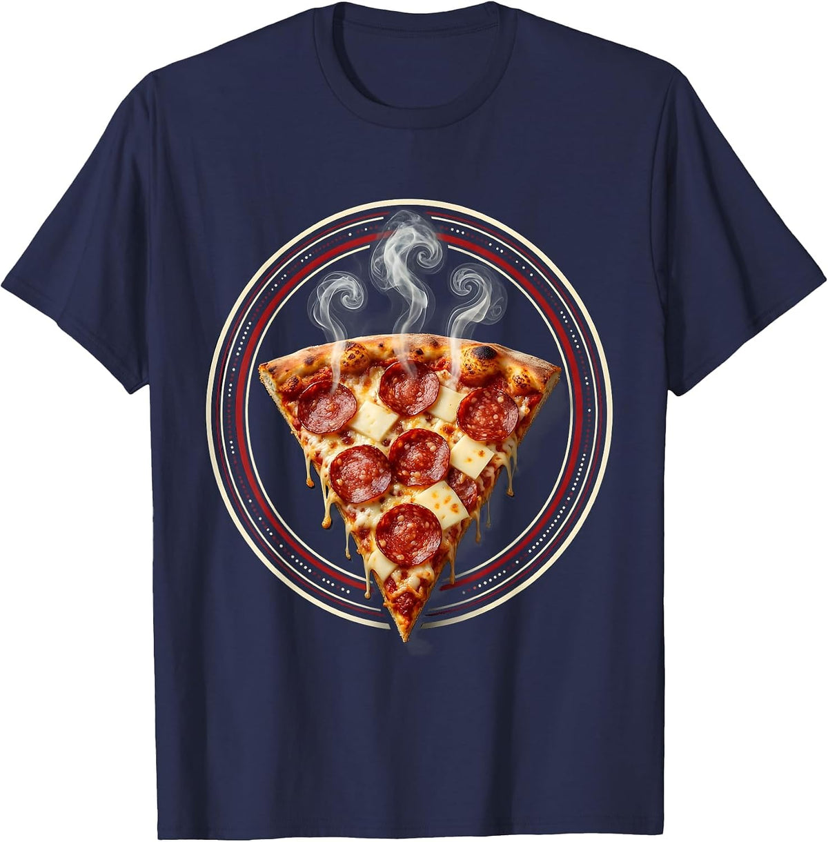 Friday Pizza Slice Steaming Graphic Design T-Shirt - Navy Blue
