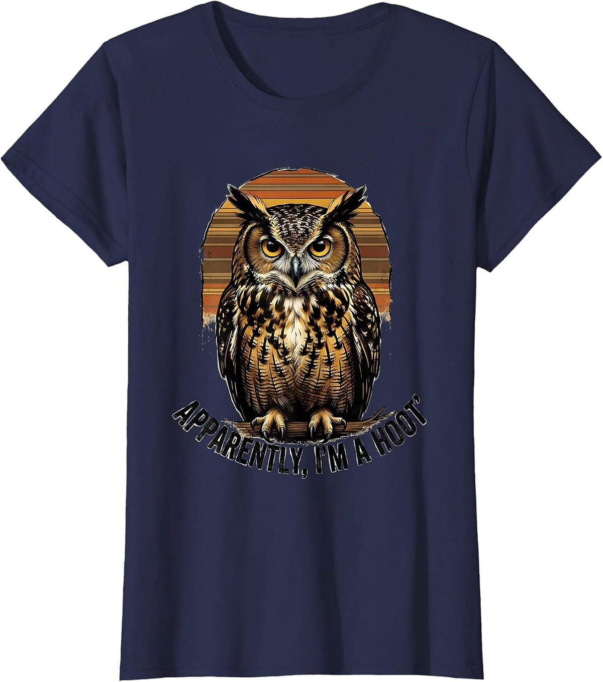 Women's Apparently, I'm A Hoot Distressed Owl Bird Lover Humor T-Shirt - Navy Blue