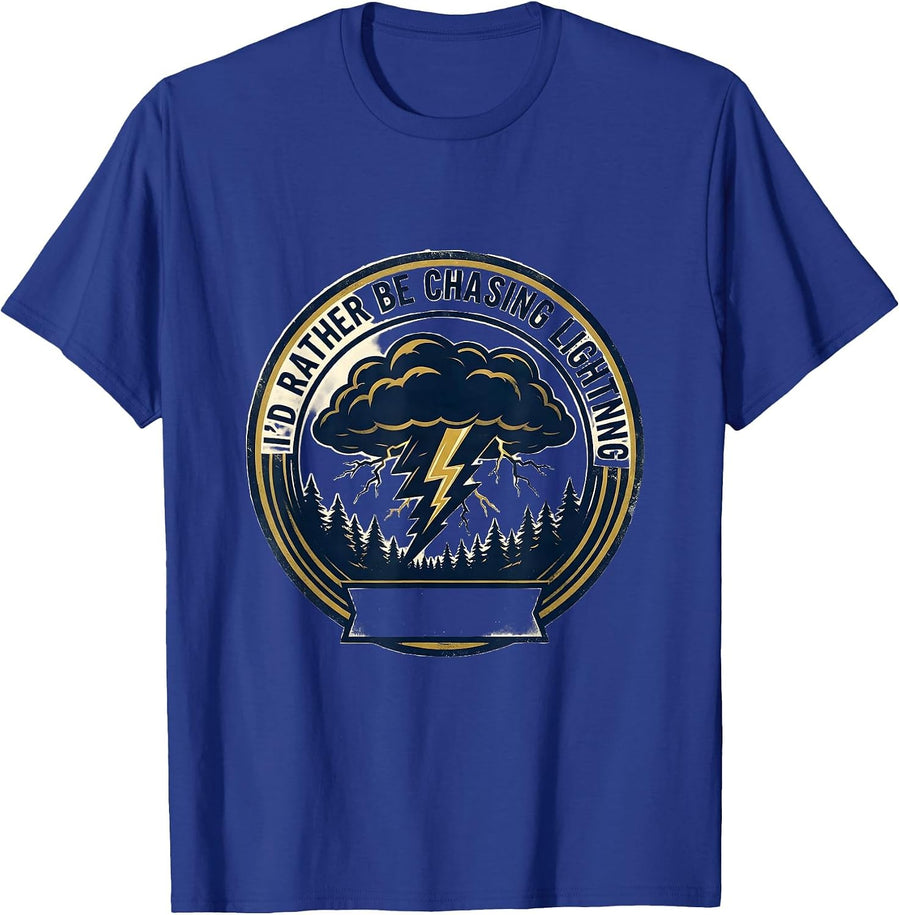I'd Rather Be Chasing Lightning Vintage Storm Chaser T-Shirt - Royal Blue