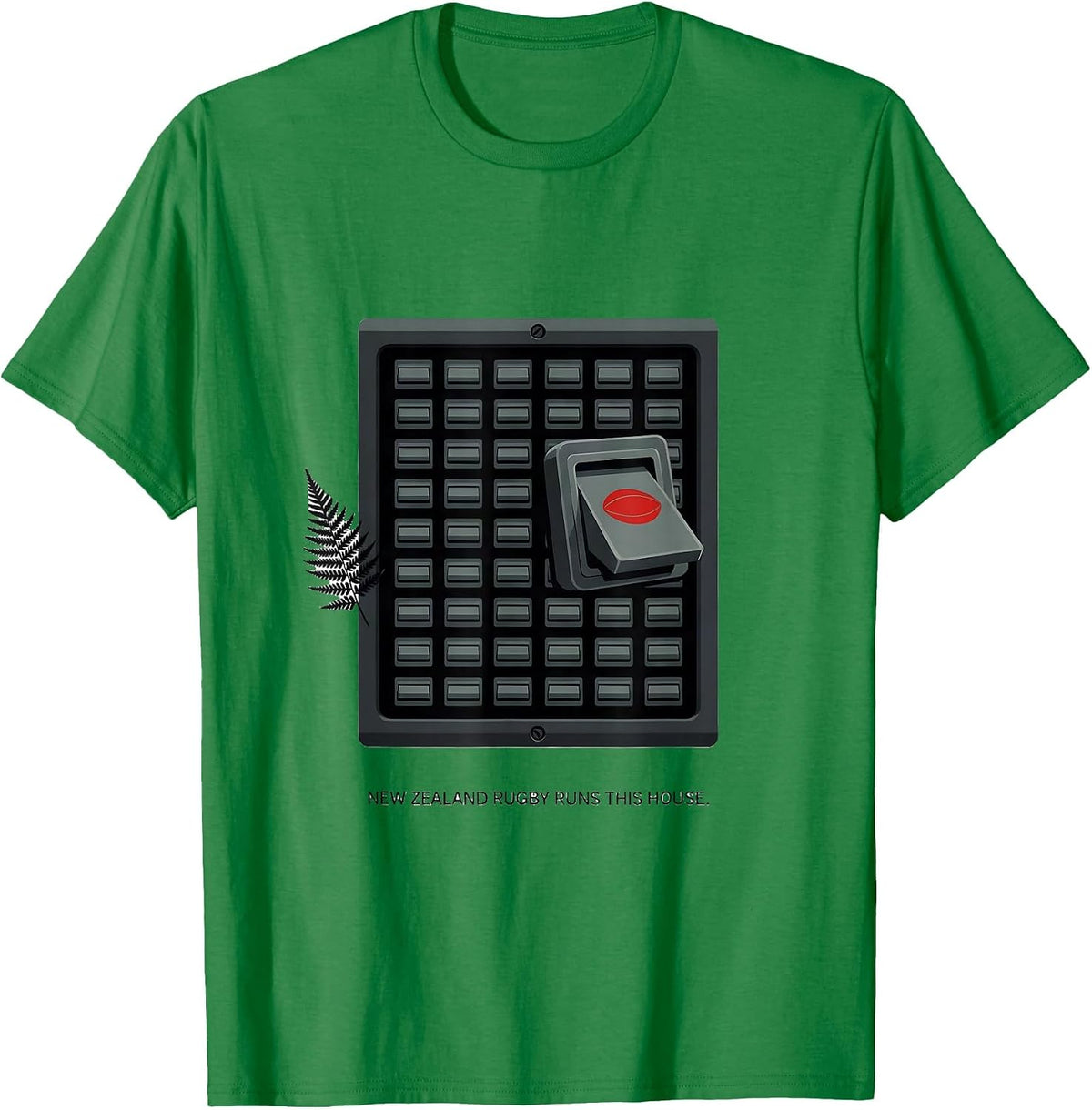 Men's New Zealand Rugby Runs This House Editorial Rugby Dad Gift T-Shirt - Kelly Green