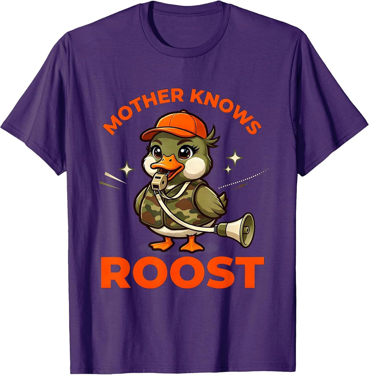 MOTHER KNOWS ROOST Funny Duck Hunter Hunting Camp Gift T-Shirt - Purple