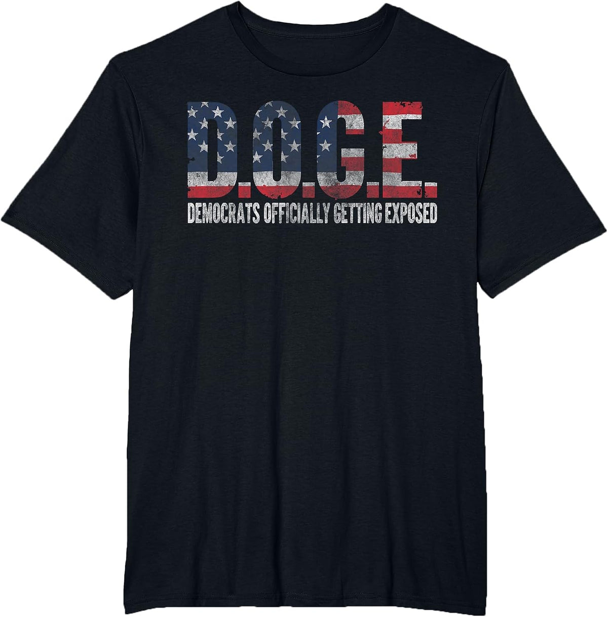 Vintage Retro Doge Democrats Exposed USA Flag Graphic Design T-Shirt - Black