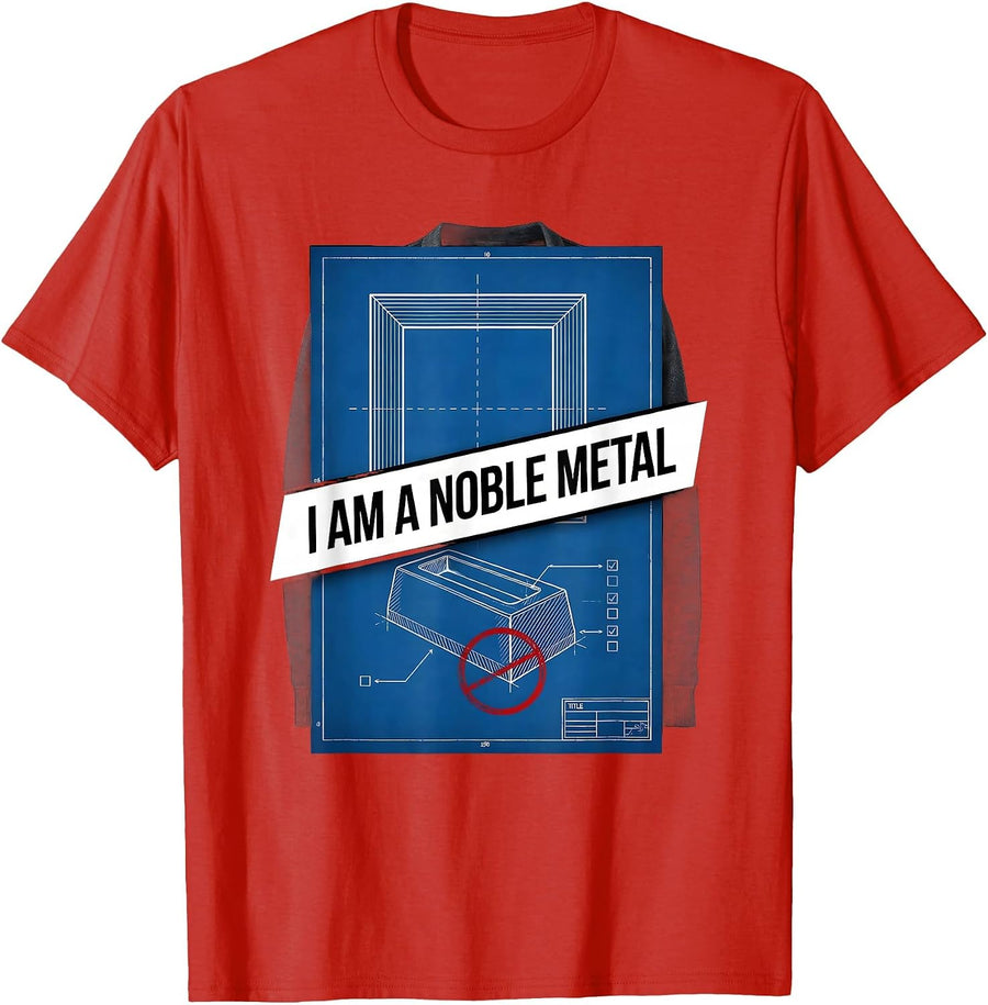 Men's I Am A Noble Metal Technical Blueprint Chemistry Teacher T-Shirt - Red
