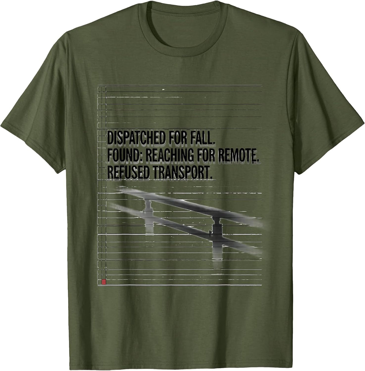 Men's Dispatched for Fall EMT Paramedic EMS Humor T-Shirt - Olive Green