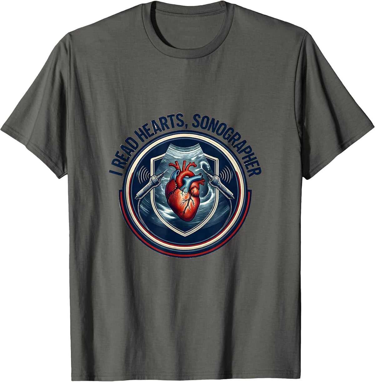 I Read Hearts Sonographer Funny Radiology Tech Valentine T-Shirt - Asphalt Grey