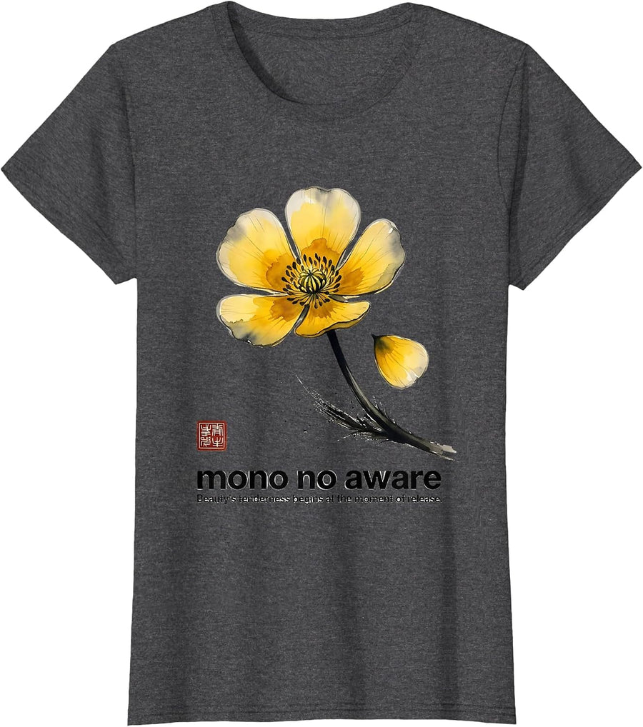 Women's mono no aware Japanese Philosophy T-Shirt - Dark Heather Grey
