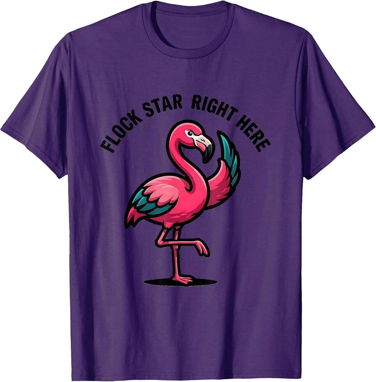 Men's Flock Star Right Here Funny Flamingo Novelty Bird Lover Gift T-Shirt - Purple