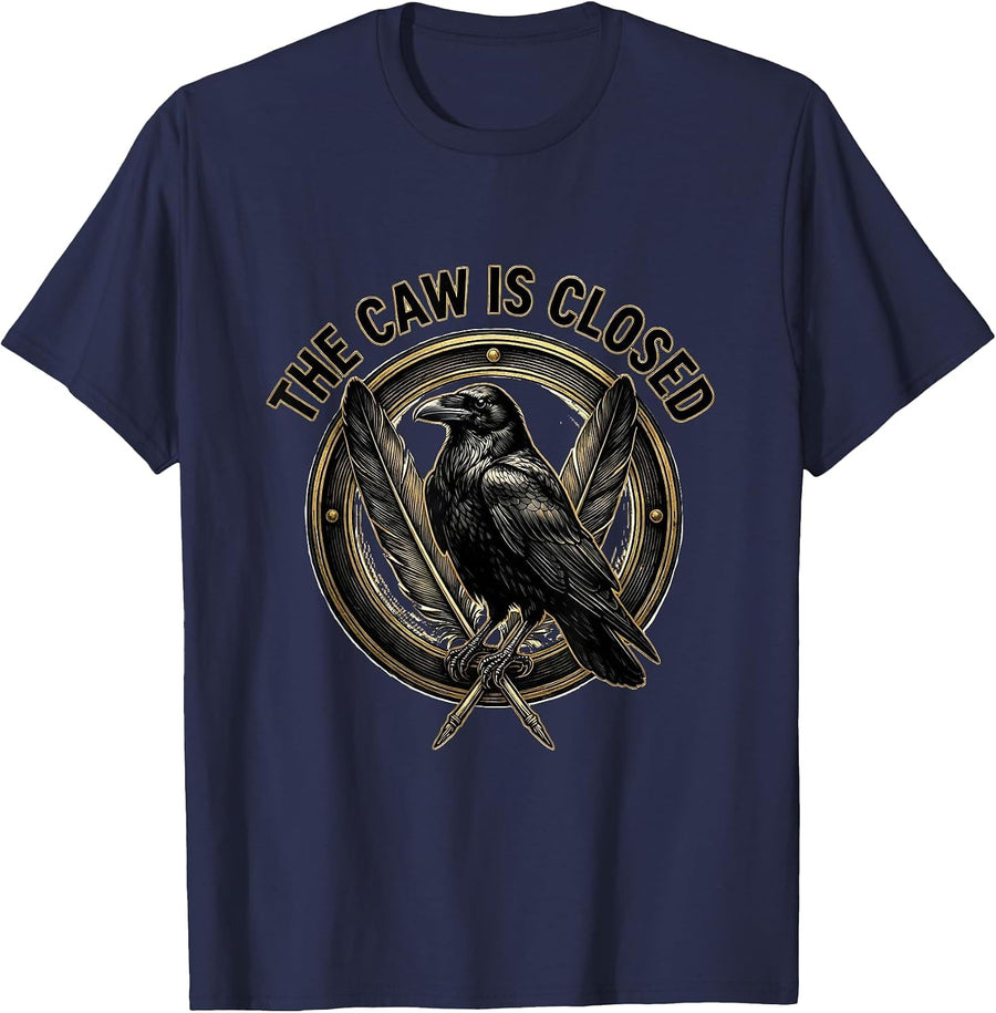 The Caw Is Closed Dark Humor Gothic Crow Raven Bird Lover T-Shirt - Navy Blue