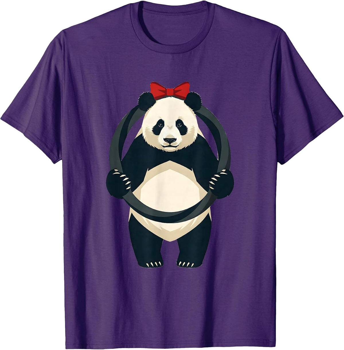 Giant Panda Wreath Flat Vector Animal Lover Gift T-Shirt - Purple