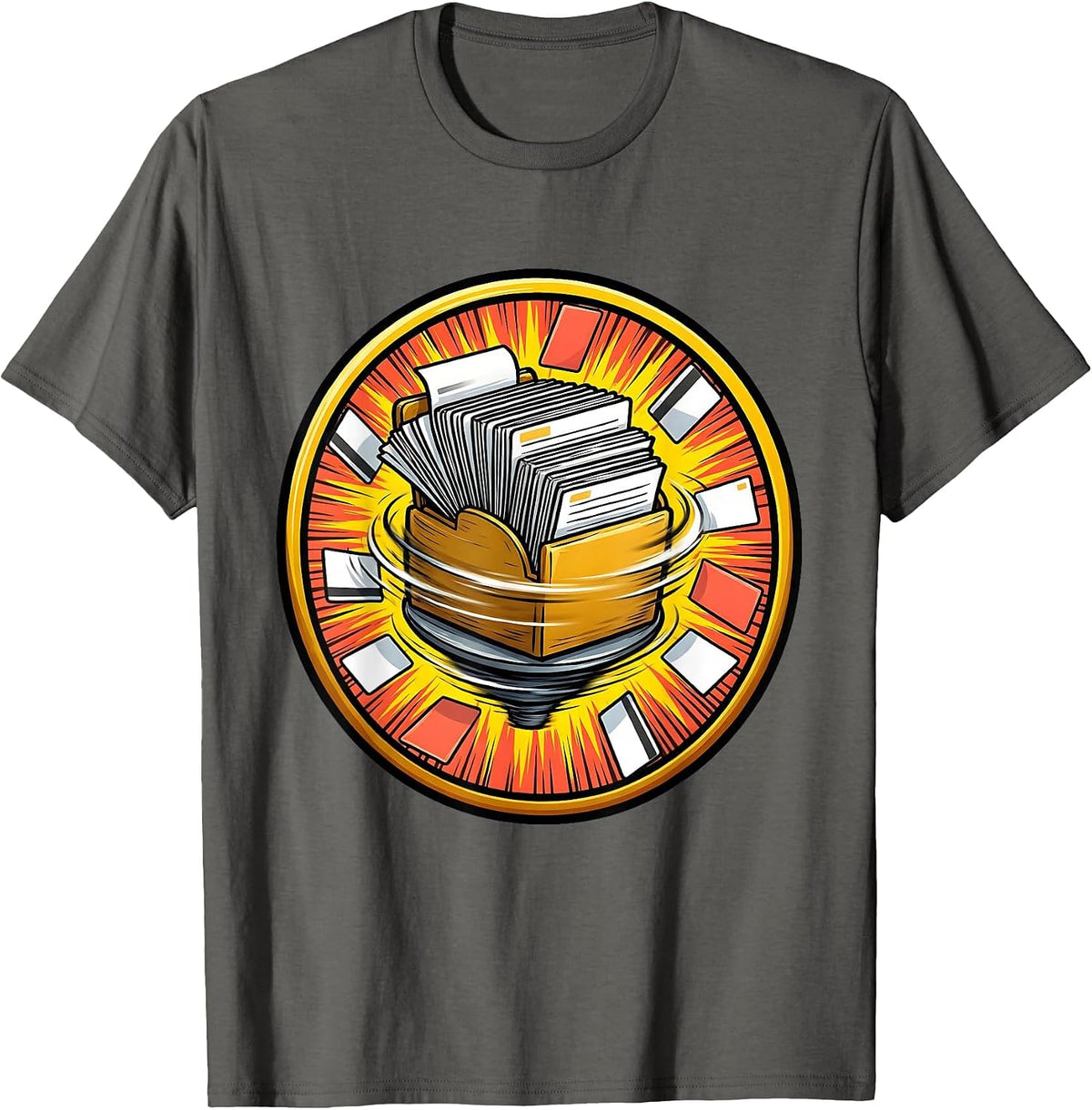 Front Office Squad Rolodex Flying Business Cards T-Shirt - Asphalt Grey