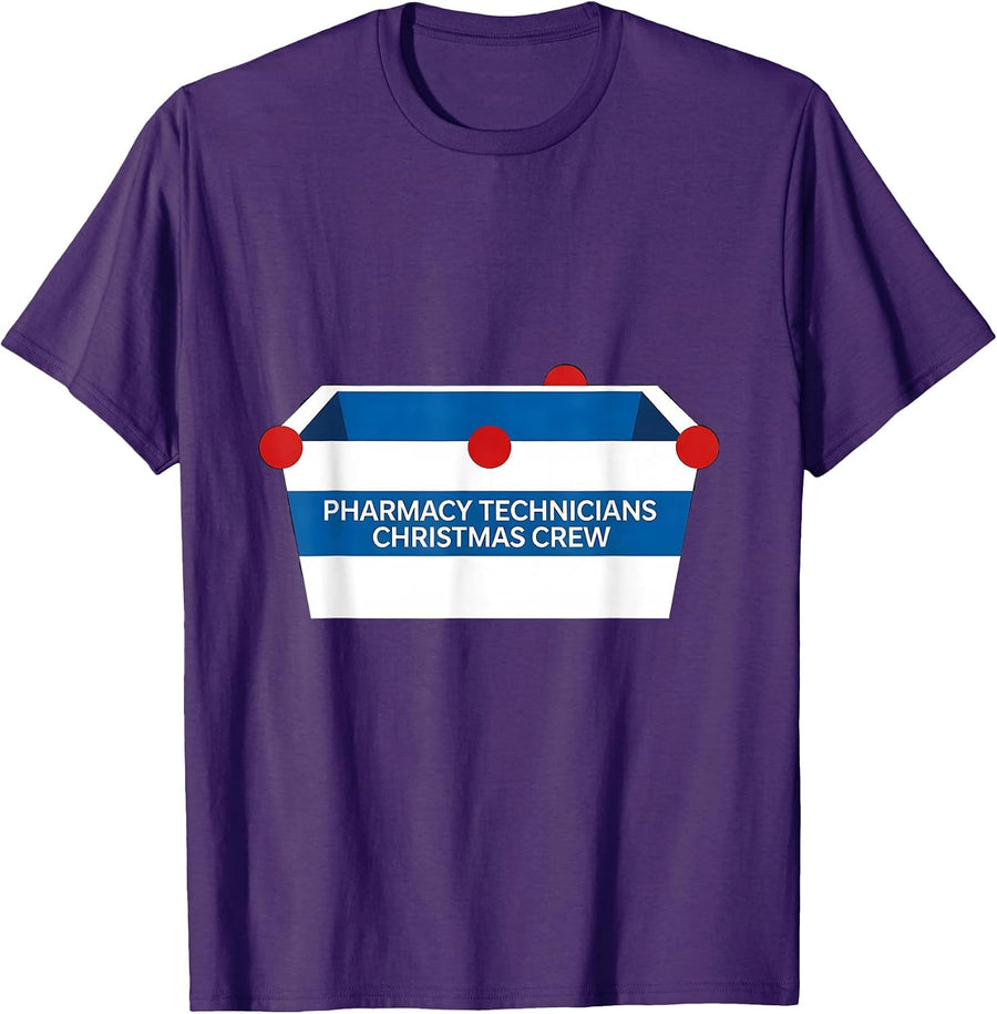 Men's Pharmacy Technicians Christmas Crew Funny Matching Holiday T-Shirt - Purple