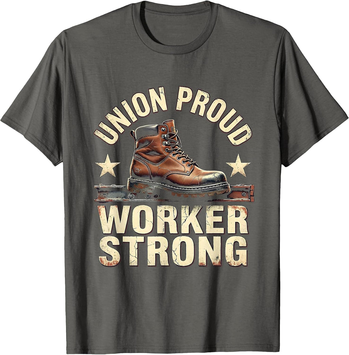 Men's Union Proud Worker Strong Distressed Union Worker Labor Day T-Shirt - Asphalt Grey